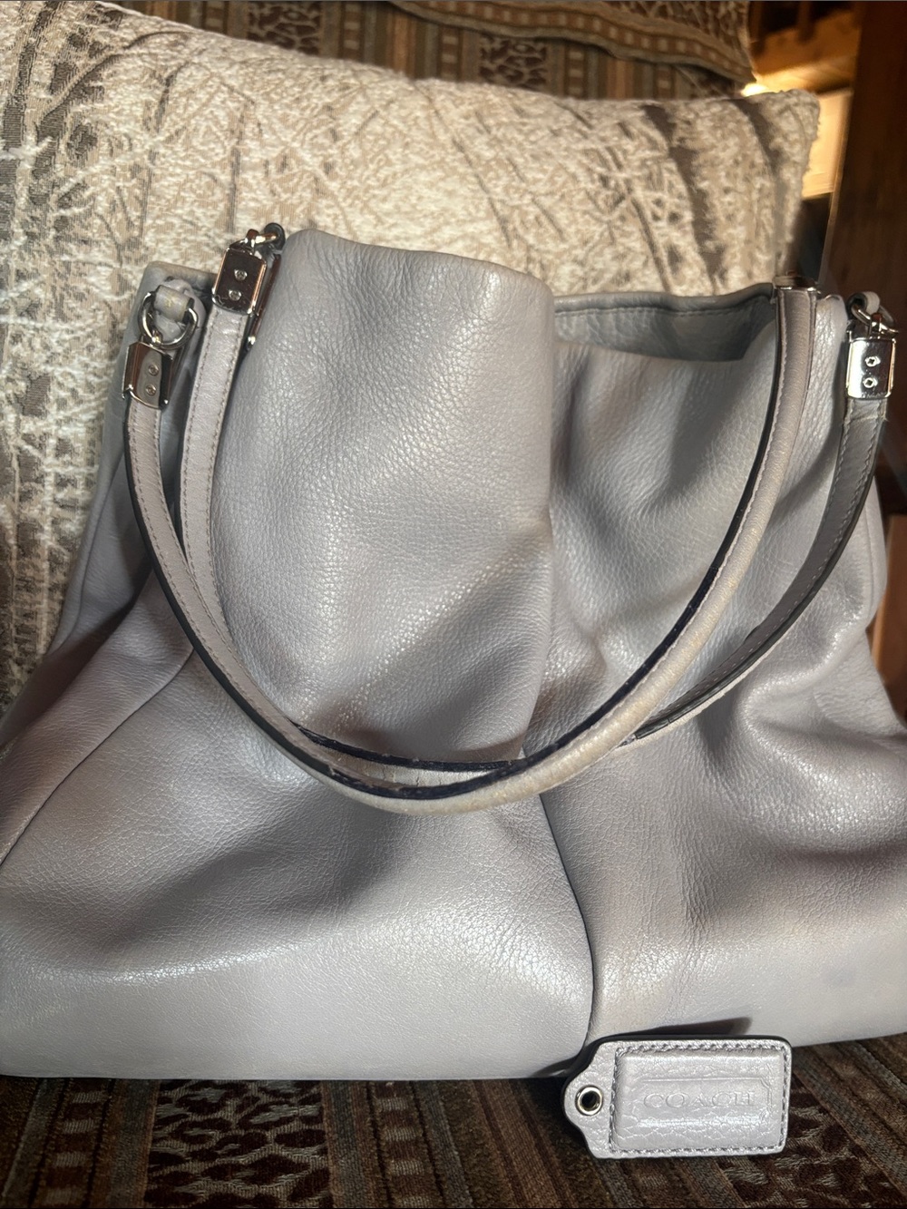 Coach Shoulder Bag with Lime Interior and White Trim
